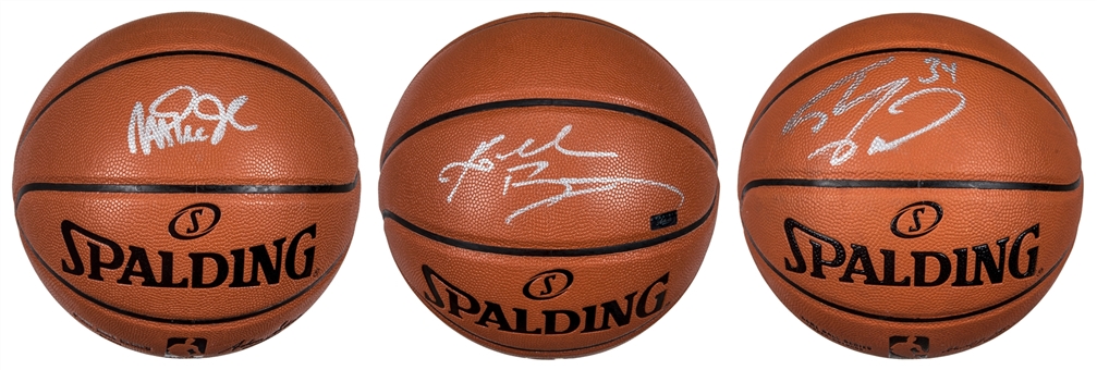 Lot of (3) LA Lakers Legends Single Signed Spalding Basketballs (JSA, Beckett & Panini)
